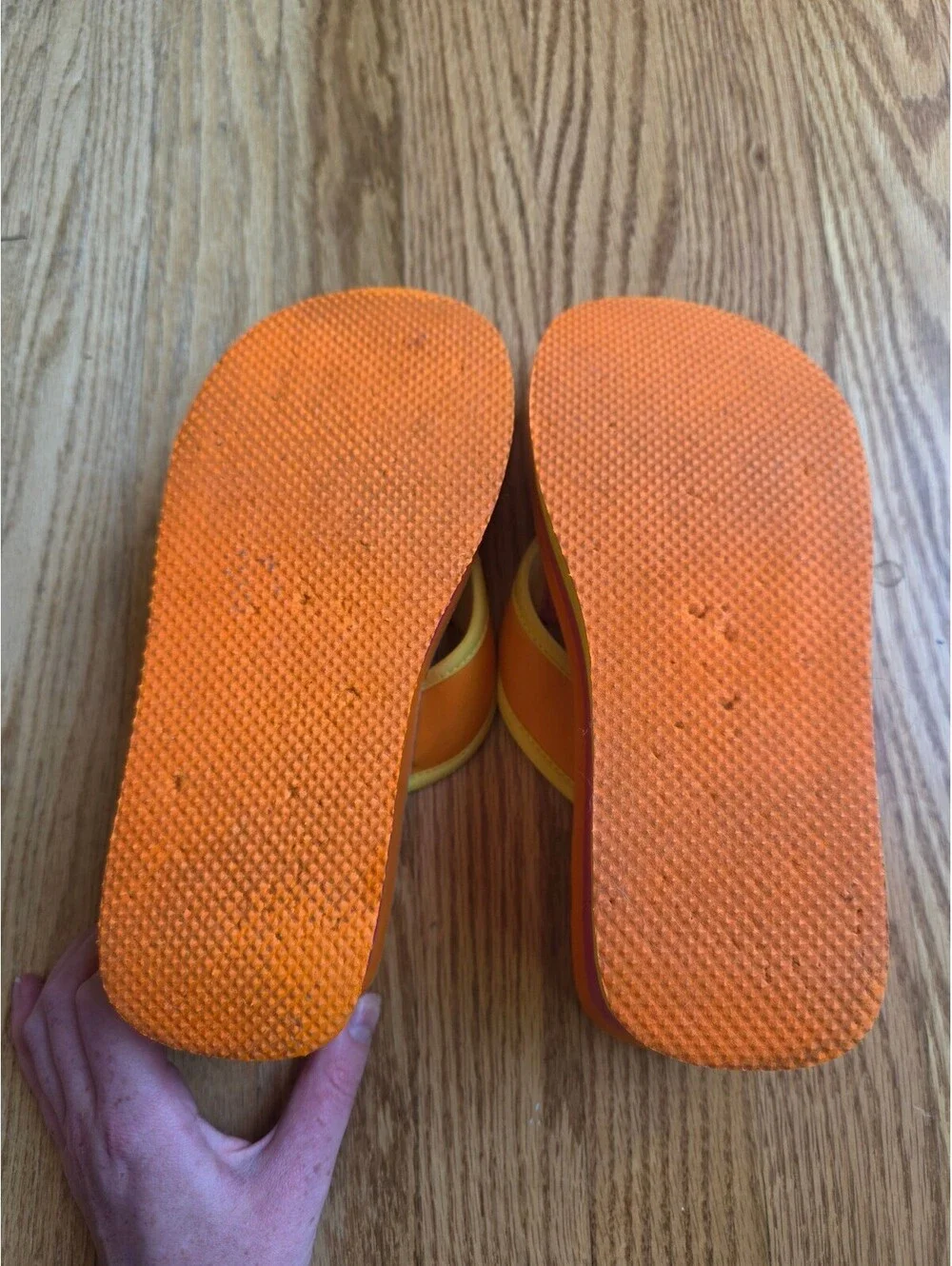 Y2K Vtg American Eagle Platform Flip Flops Chunky Wedge Pink and Orange Size 8